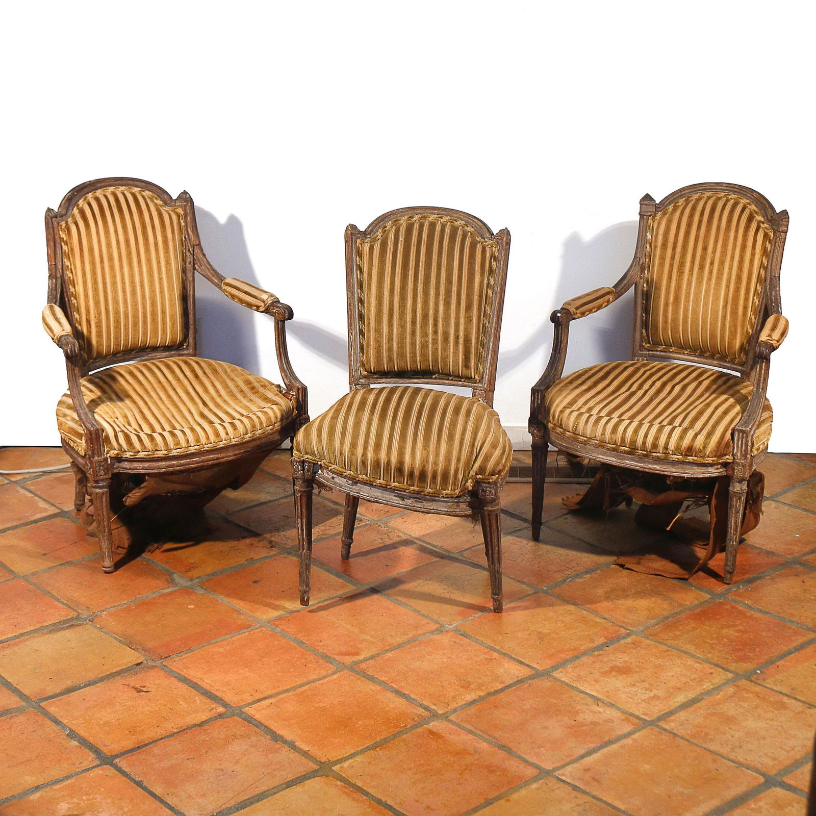 (3pc) CARVED LOUIS XVI CHAIRS (1 of 12)