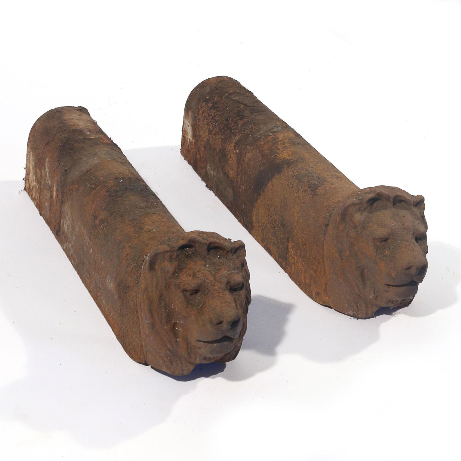 PAIR CAST IRON LION FORM LOG RESTS (1 of 4)