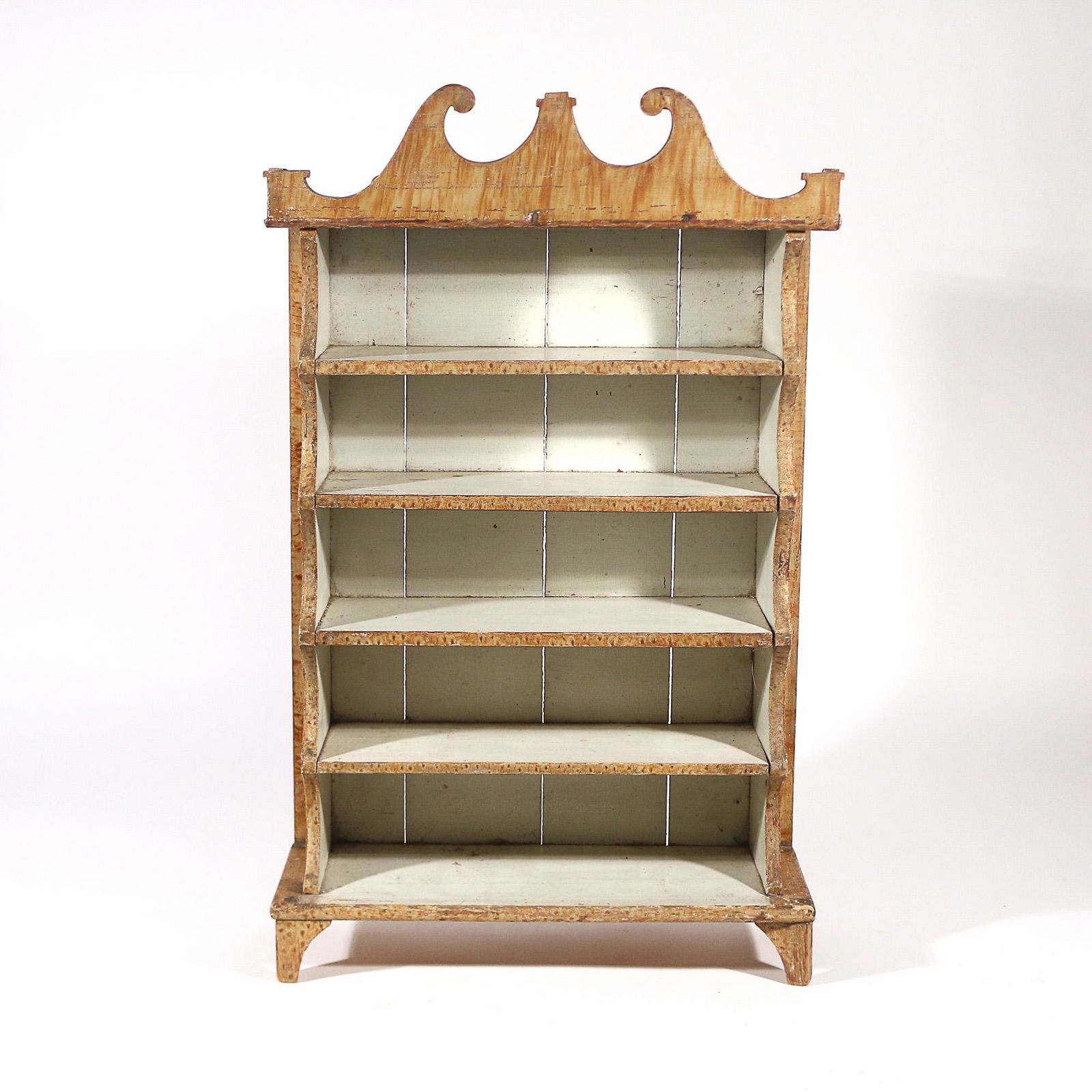 PRIMITIVE GRAIN PAINTED MINIATURE BOOKSHELF (1 of 8)