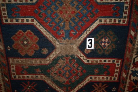 CAUCASIAN RUG, 6 MEDALLION PATTERN, EXTENSIVE OXIDAT - 2