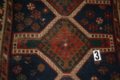CAUCASIAN RUG, 6 MEDALLION PATTERN, EXTENSIVE OXIDAT - 4