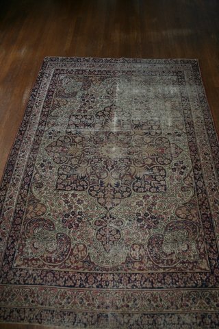 aNTIQUE LAVA KERMAN RUG, 4'-11 X 6'-10", AREA OF EXT