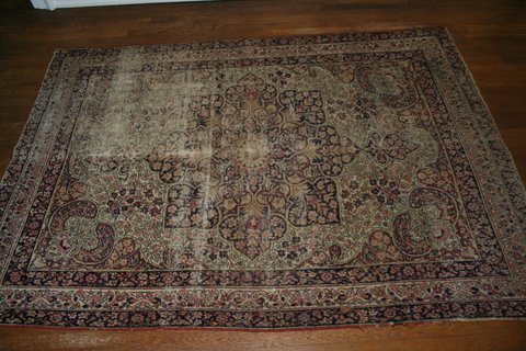 aNTIQUE LAVA KERMAN RUG, 4'-11 X 6'-10", AREA OF EXT - 2