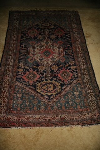 2- TEXTILES: VINTAGE SERABEND RUG, HAVING CREAM COL