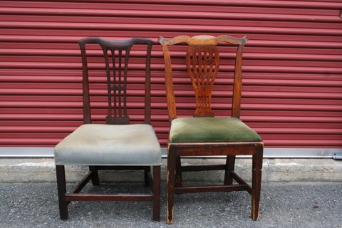 E. 19TH C. AMER. SIDE CHAIR, OVER UPHOLSTERED SEA