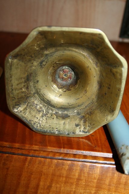 PAIR E. 18TH C. Q. A. PEDAL BASE BRASS CANDLESTIC - 2