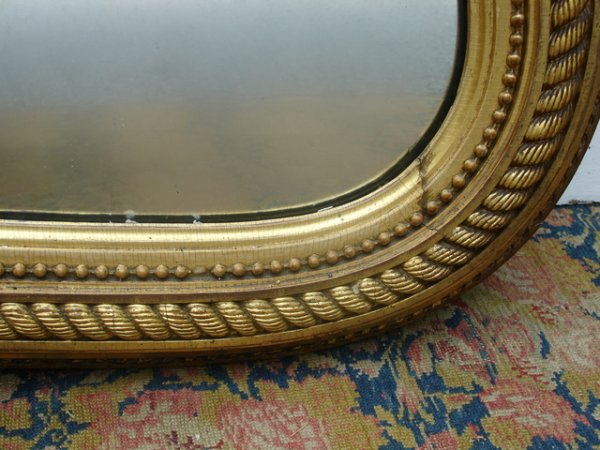 GILT COMPOSITION WALL MIRROR CRESTED BY BRAIDED R - 4