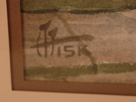 HARRY T. FISK(E (AMER. 1887-1971 PAIR W/C'S,GREEN - 3