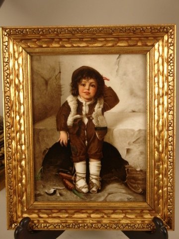 L. 19TH C. GERMAN PORCELAIN PLAQUE OF STREET URCH