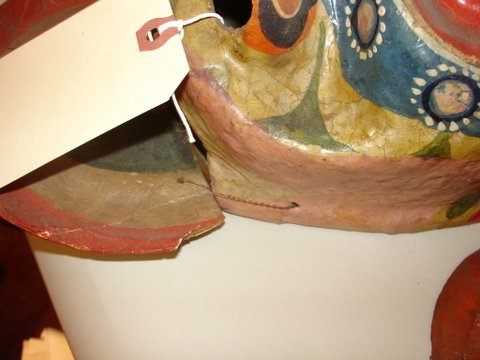 VINTAGE PAPIER MACHE DEMON MASK W/MOVABLE PARTS, - 2
