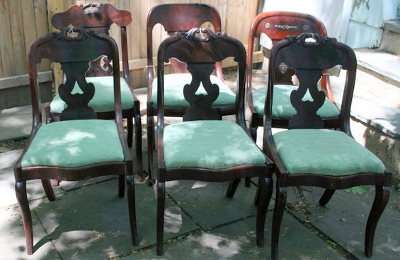 GROUP OF SIX 19TH C. AMERICAN EMPIRE SIDE CHAIRS W