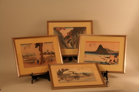 SET OF 4-JAPANESE WOODBLOCK PRINTS, EA. 7 ¼ X 10