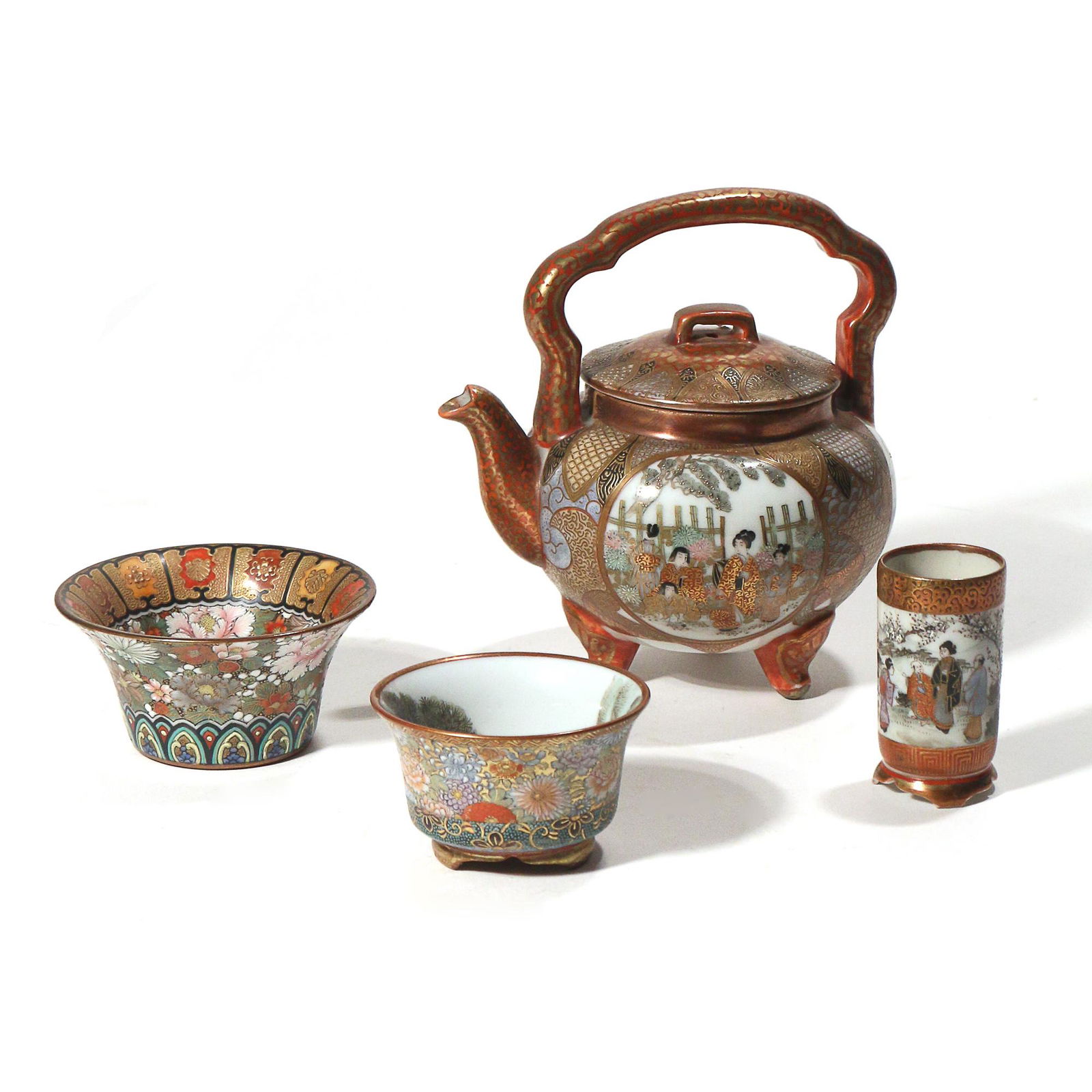 (4pc) FINE JAPANESE SATSUMA WARE (1 of 9)