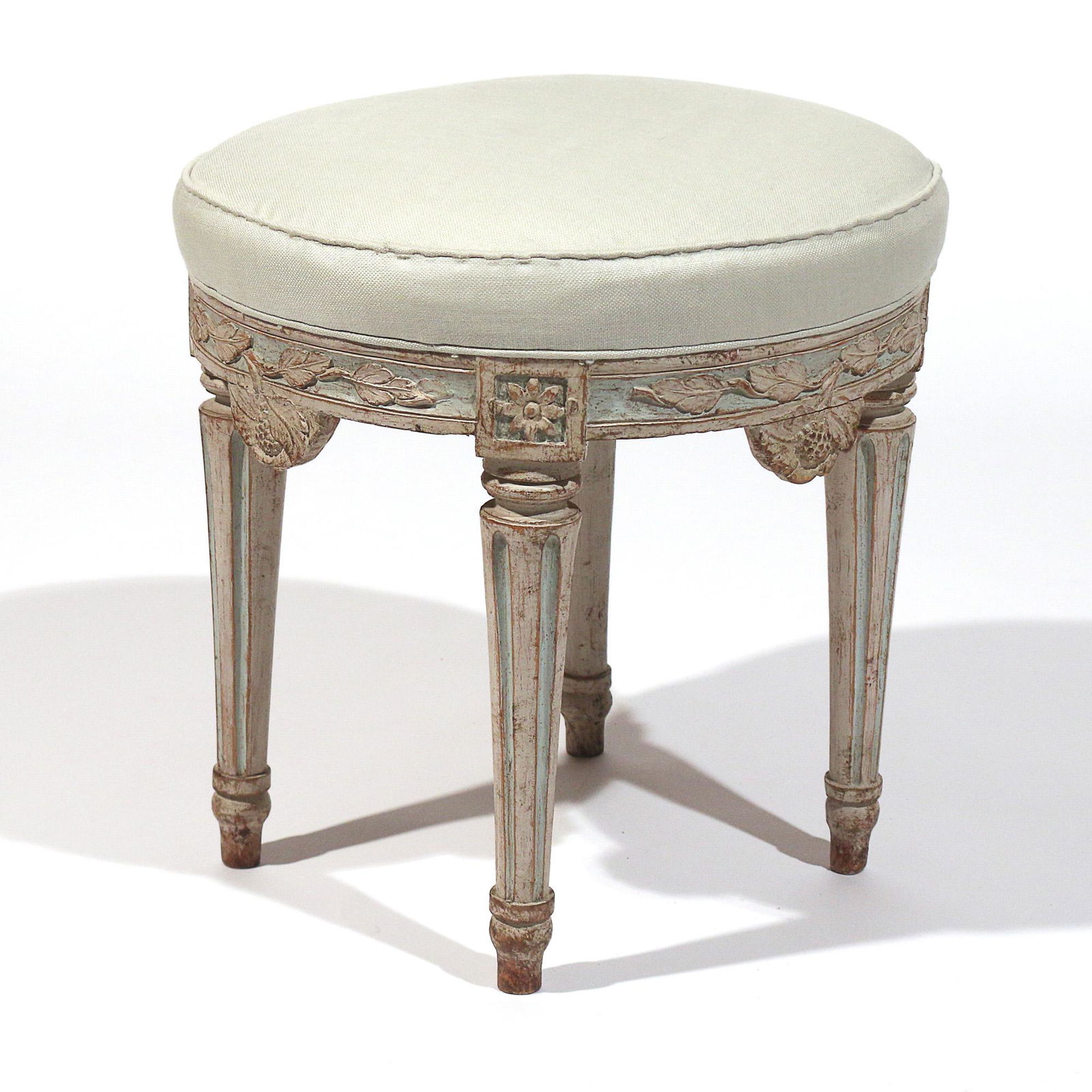 LOUIS XVI PERIOD CARVED & PAINTED TABOURET (1 of 8)