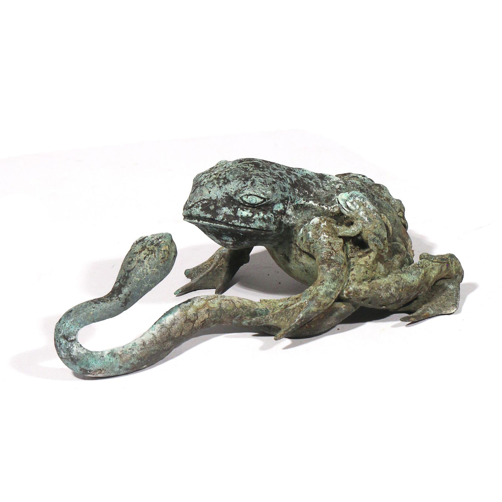 ANTIQUE BRONZE TOAD & SNAKE GARDEN ORNAMENT (1 of 5)