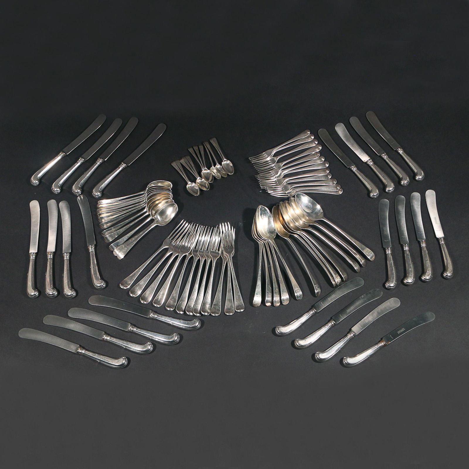 (84pc) MIXED 18th CENTURY ENGLISH SILVER SERVICE (1 of 10)