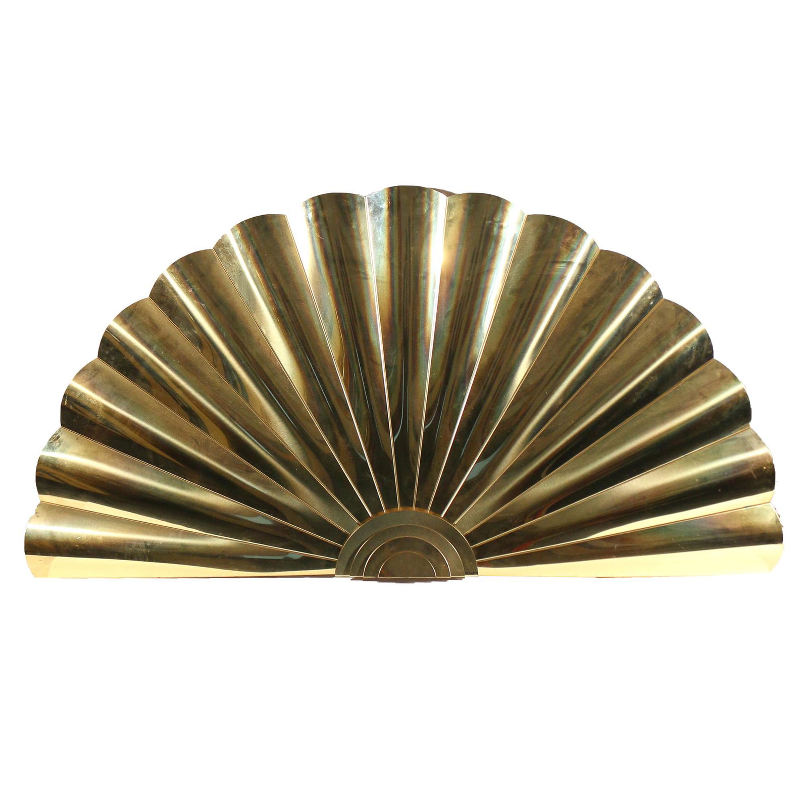 ART DECO STYLE FAN FORM BRASS HANGING SCULPTURE (1 of 5)
