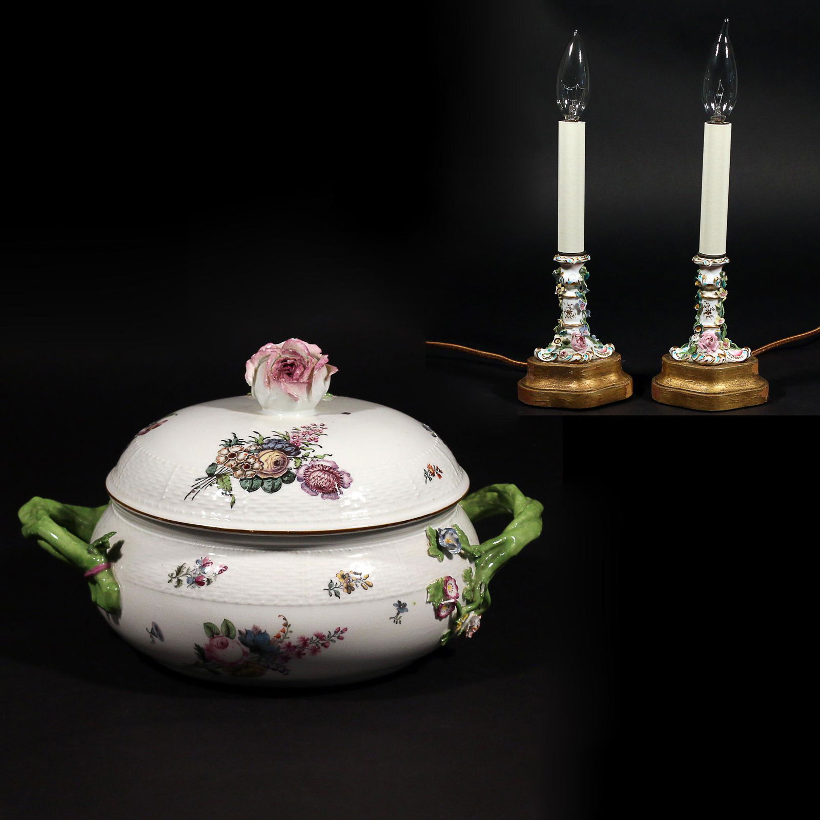 (3pc) MEISSEN TUREEN & CANDLESTICKS (1 of 19)