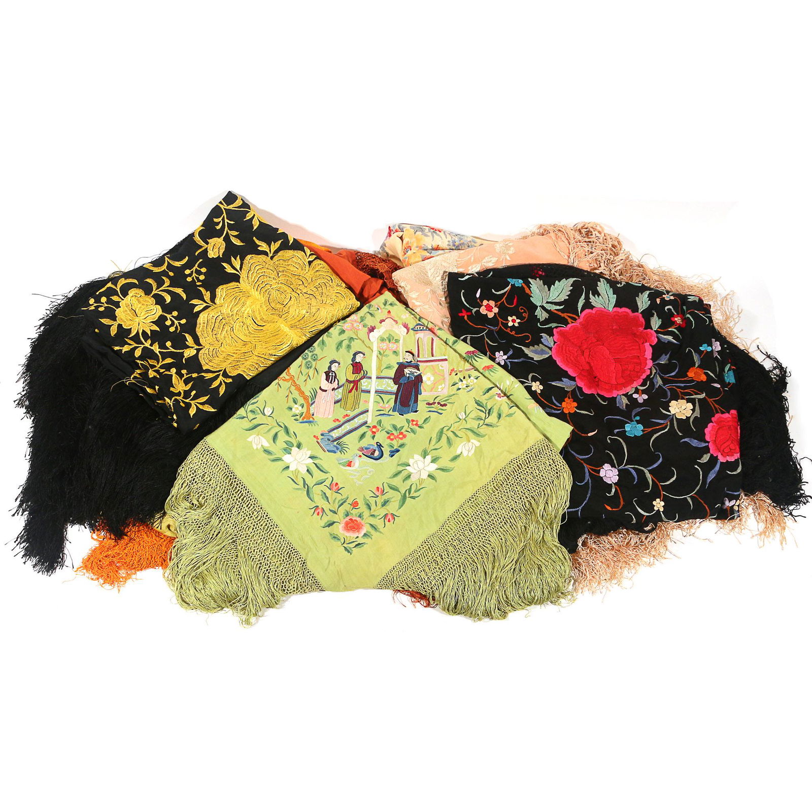 (9pc) COLLECTION SHAWLS & SCARVES (1 of 20)
