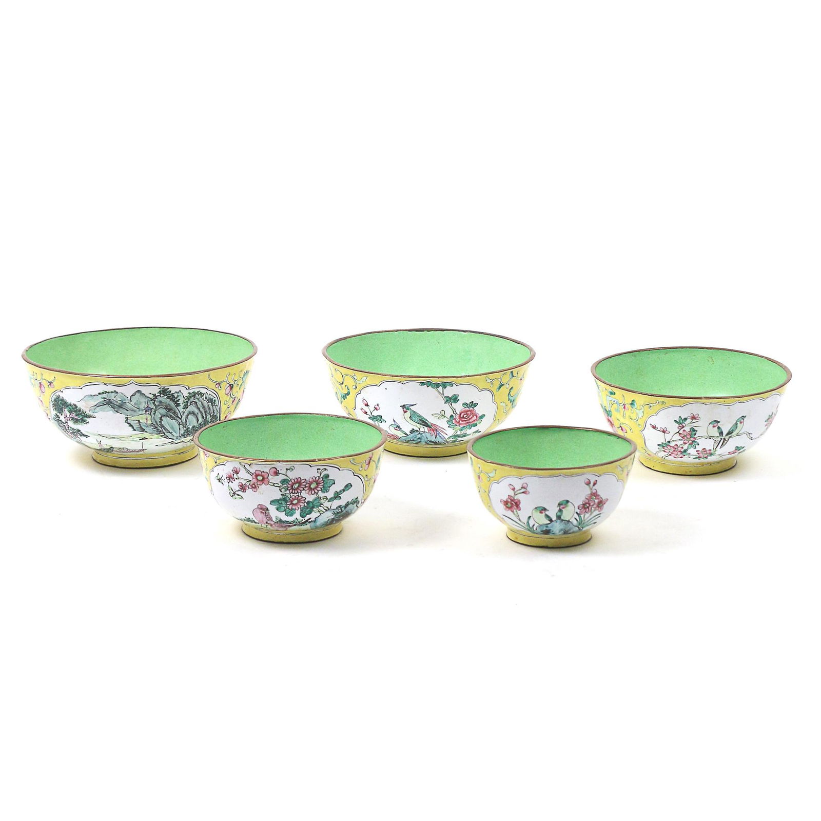 (5pc) SET CHINESE ENAMEL NESTING BOWLS (1 of 17)