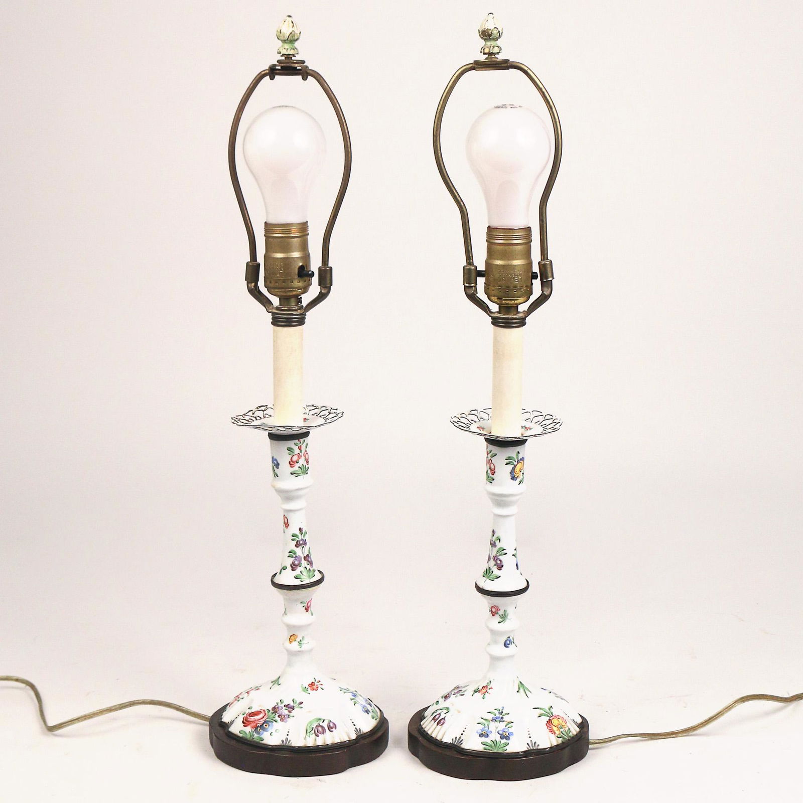 PAIR CHINESE ENAMELED CANDLESTICKS (1 of 8)