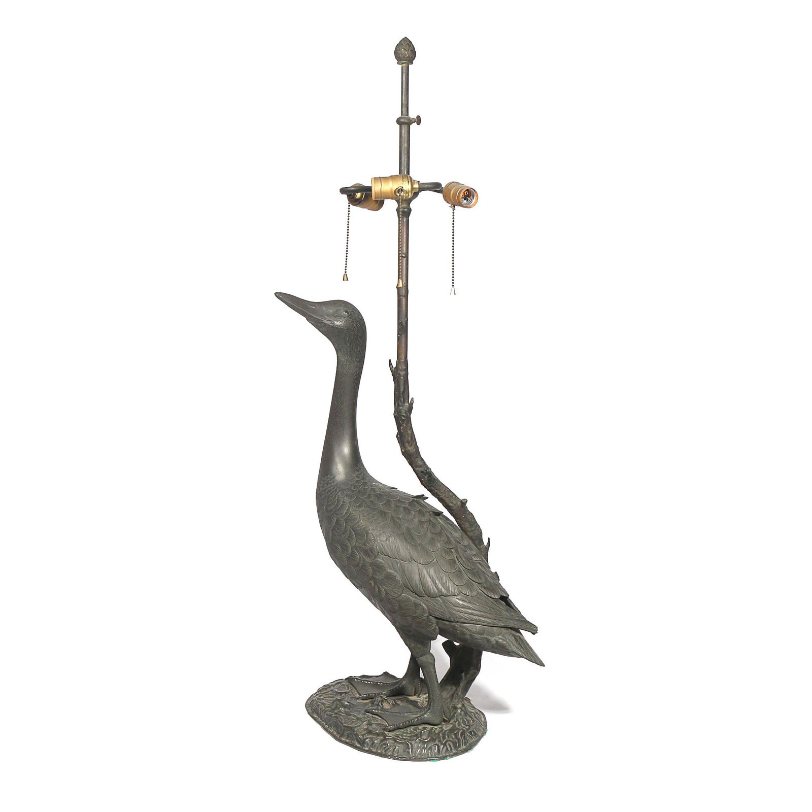 MONUMENTAL MEIJI PERIOD JAPANESE PEWTER LAMP (1 of 5)