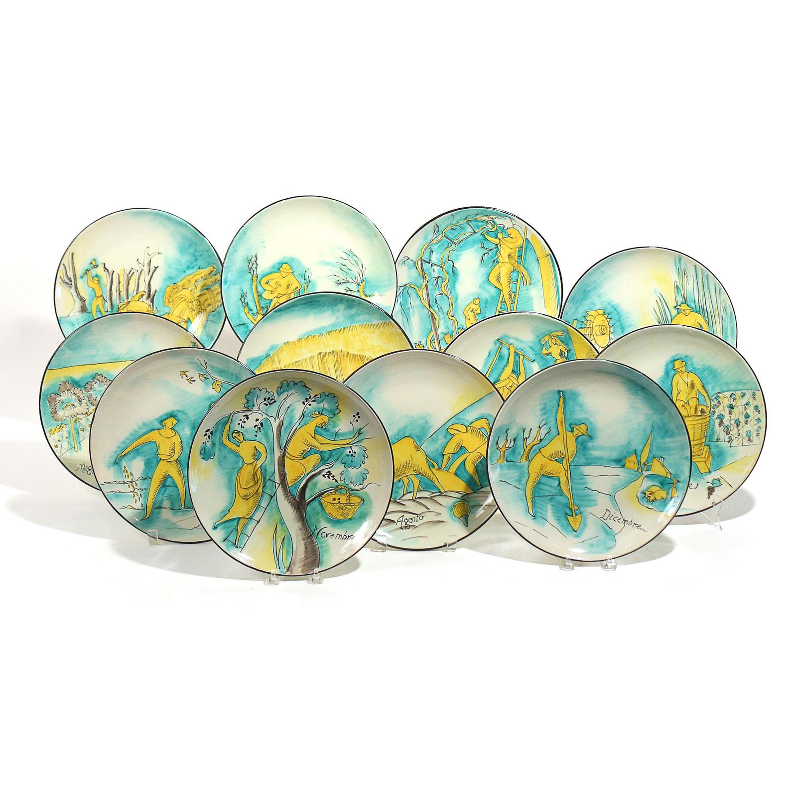 (12pc) ITALIAN MONTHS OF THE YEAR FAIENCE PLATES (1 of 5)