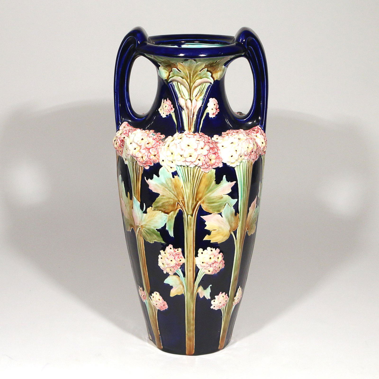 LARGE ART NOUVEAU MAJOLICA VASE (1 of 6)