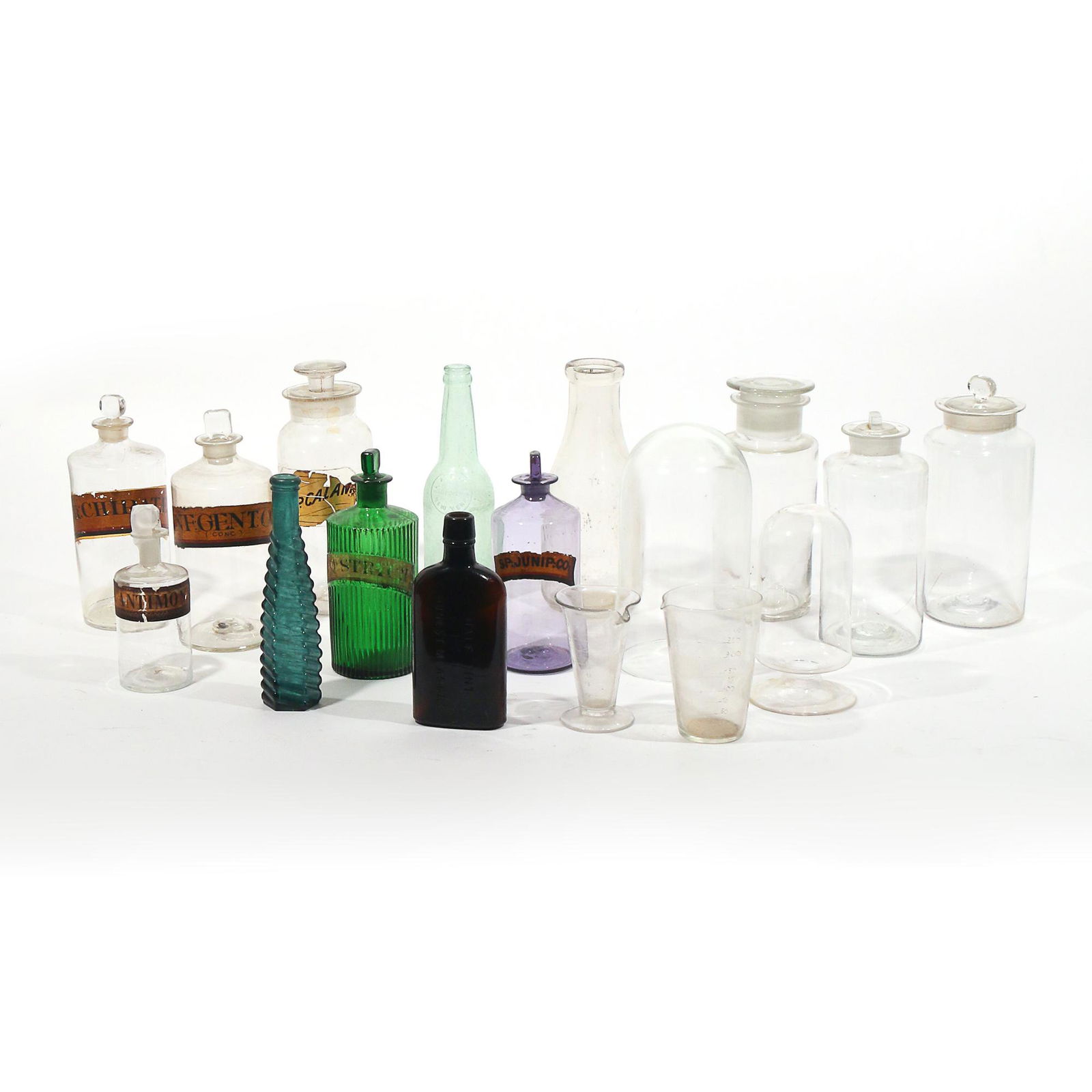 (17pc) ANITQUE GLASS APOTHECARY JARS & OTHER (1 of 8)