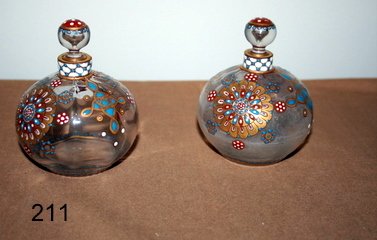 211) PAIR L. 19TH C. GALLE, NANCY COLOGNE JARS: BULBOUS-SHAPE, SGD. ON UNDERSIDE, H. 4 1/4"