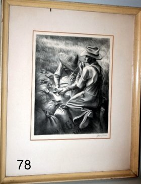 78) JOSEPH J. JONES (AMER. 1909-1963) LITHO., "MISSOURI: WHEAT", PENCIL SGD., 8 1/2 X 10 1/2" (SIGHT), NOT EXAMINED OUT OF FRAME, EST. $200-300