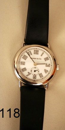 118) TIFFANY & CO. STAINLESS STEEL, LARGE DIAL, BATTERY: WATCH; REISSUE OF OLDER MODEL, working order