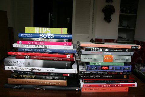 356) GROUP OF BOOKS, INCLUDING:: REAR VIEW 2 BY STEVEN VASCHON; HIPS; BOYS; STRONGMAN;SEX DESIGN; THE MUSEUM PROJECT BY ATTA KIM; MAN TO MAN; MEN EXPOSED; RARE FLESH; MALE OF THE SPECIES; JUST BETWEEN US; SKIN ART; THE MALE IDEAL; LE