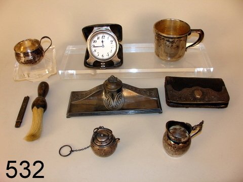 532) GROUP OF STERLING SILVER OBJECT D'ARTS: TRAVEL CLO: CUP