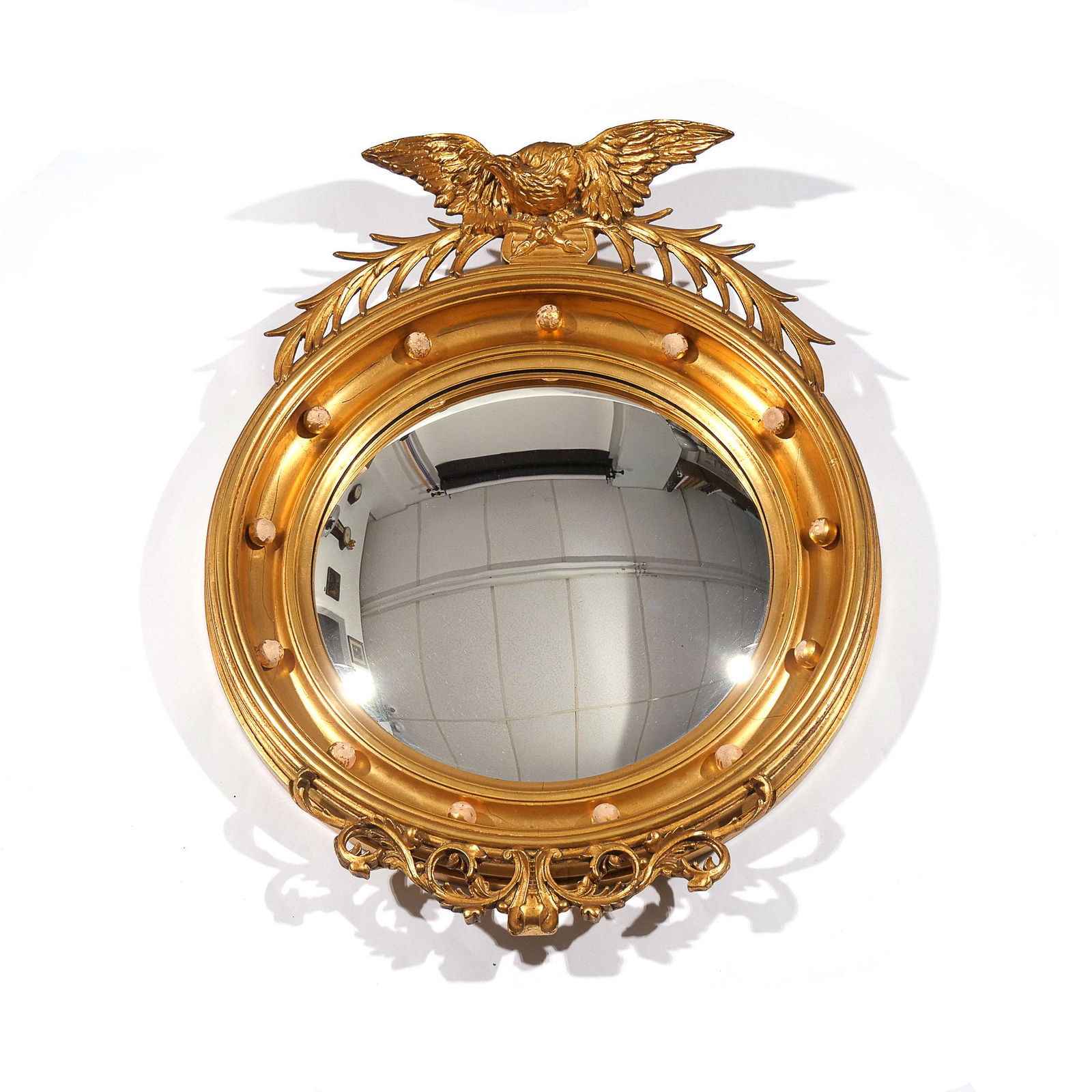 FEDERAL-STYLE GILT CONVEX MIRROR (1 of 4)