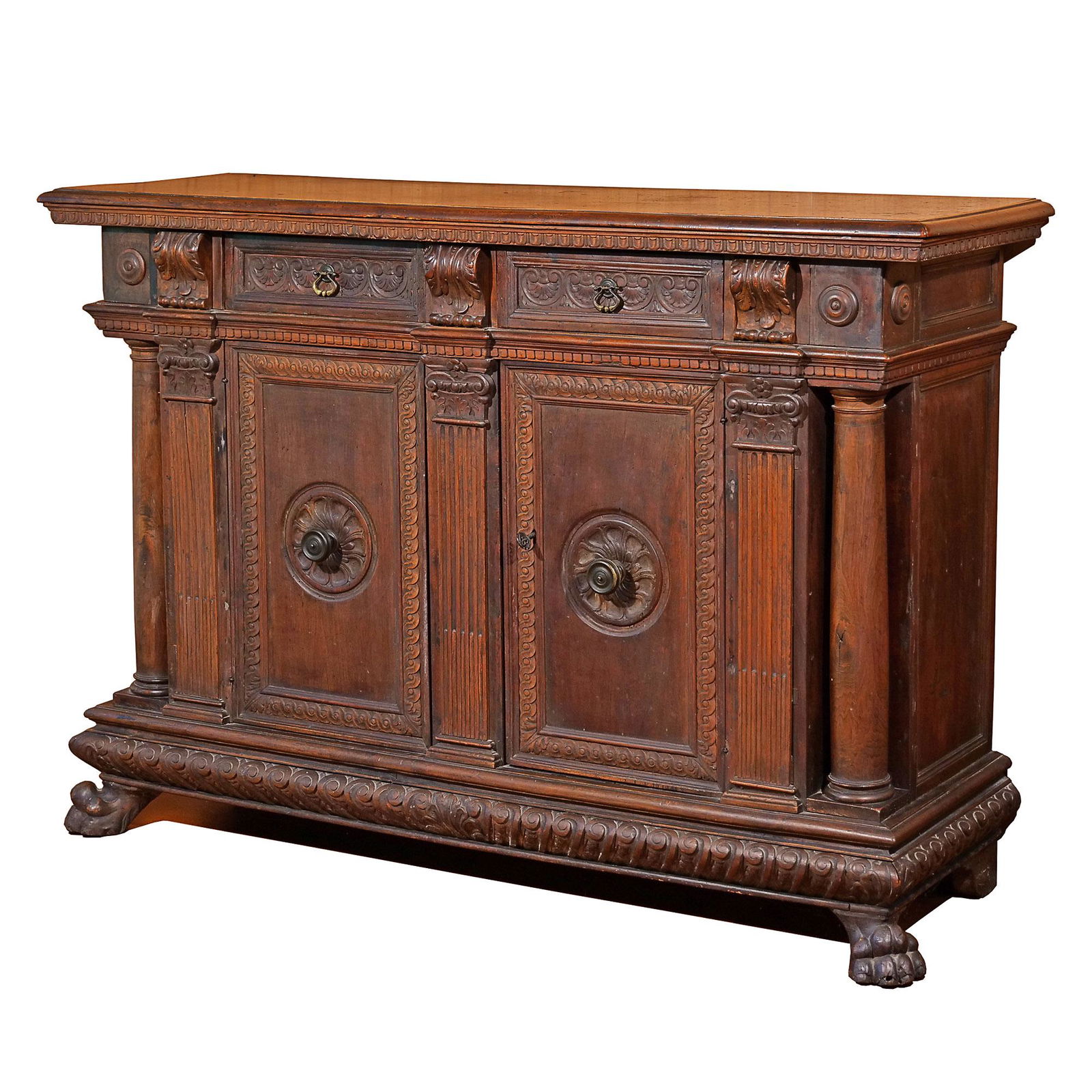 BAROQUE CARVED WALNUT CREDENZA (1 of 10)