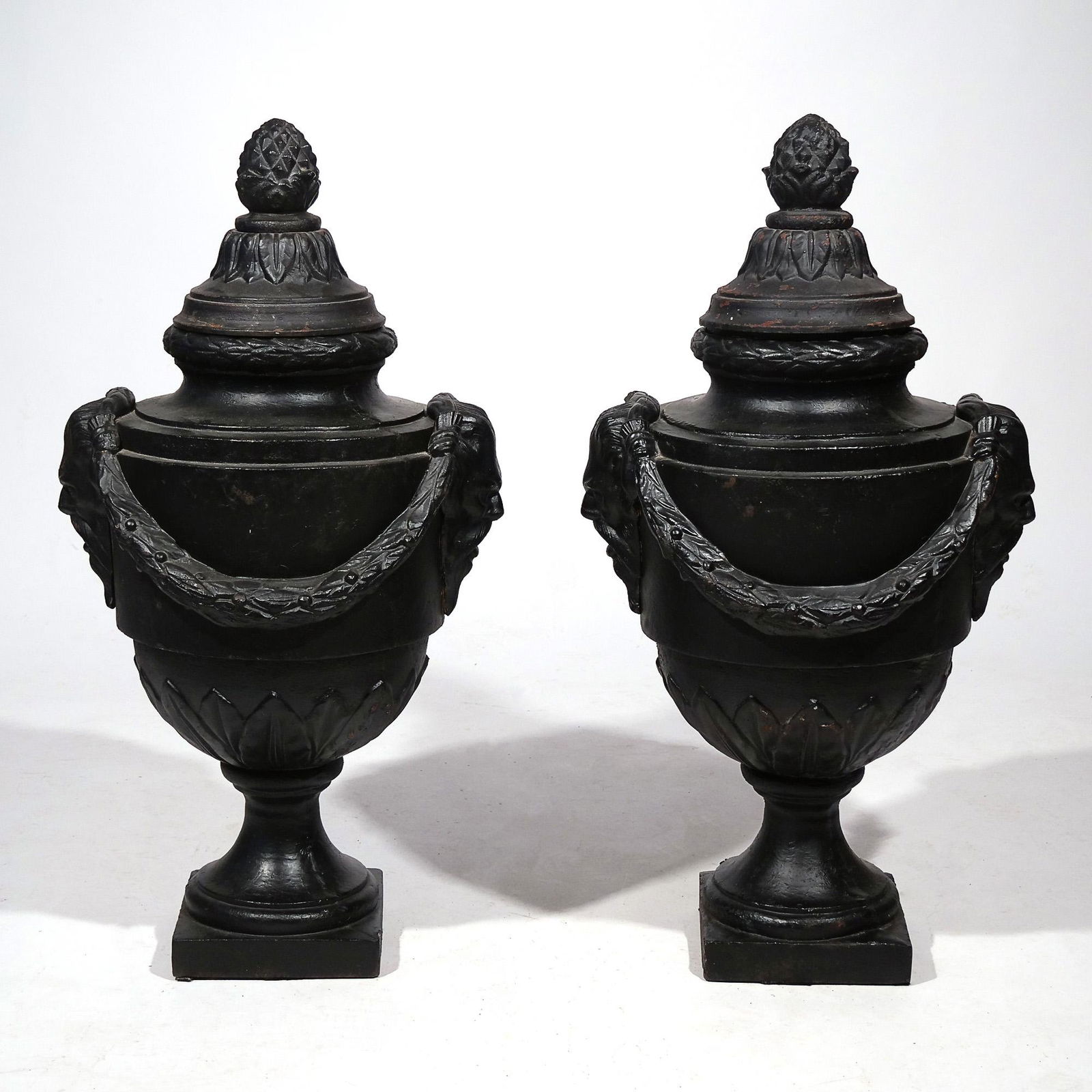 PAIR CAST IRON URNS (1 of 9)