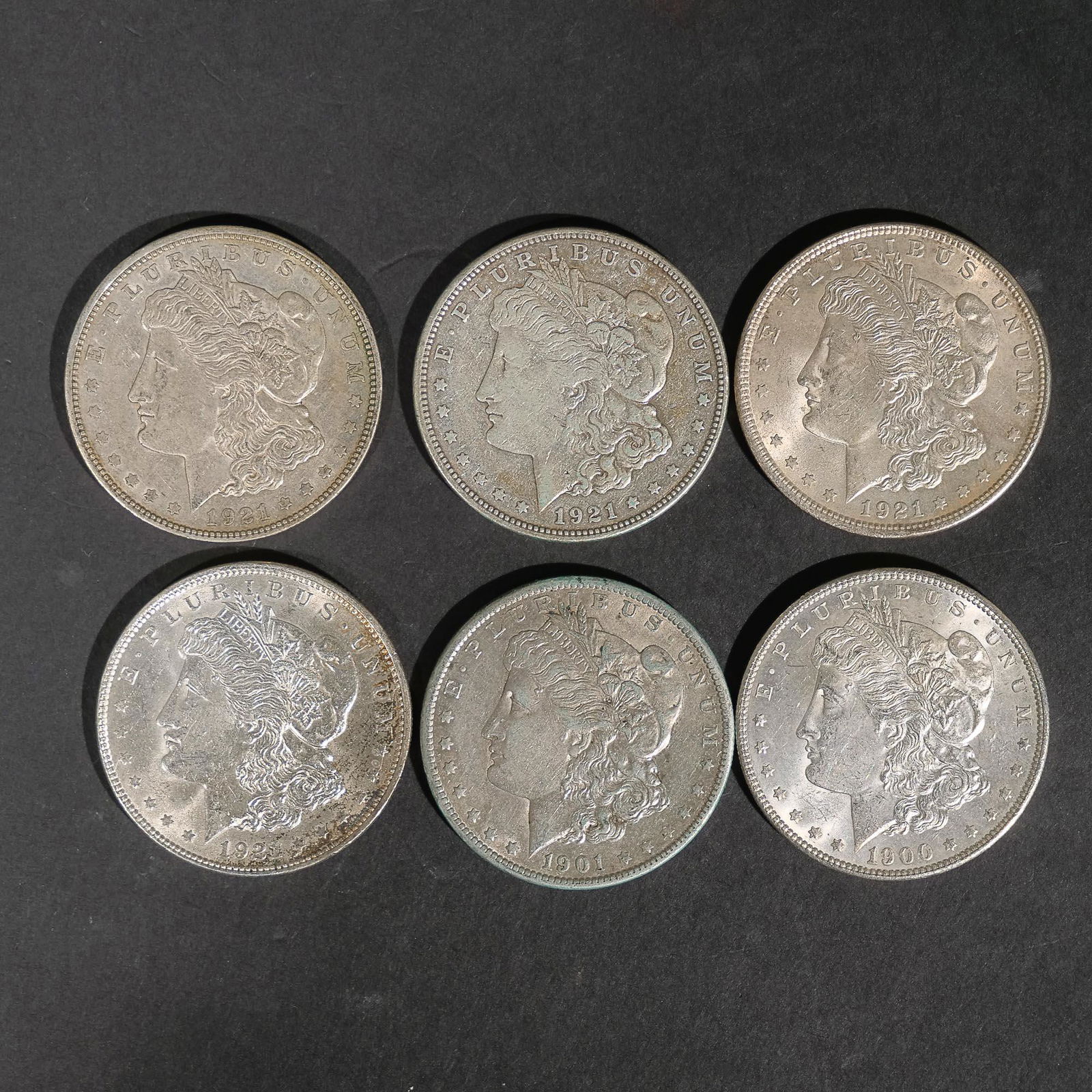 (6pc) 1900s SILVER MORGAN DOLLARS (1 of 2)