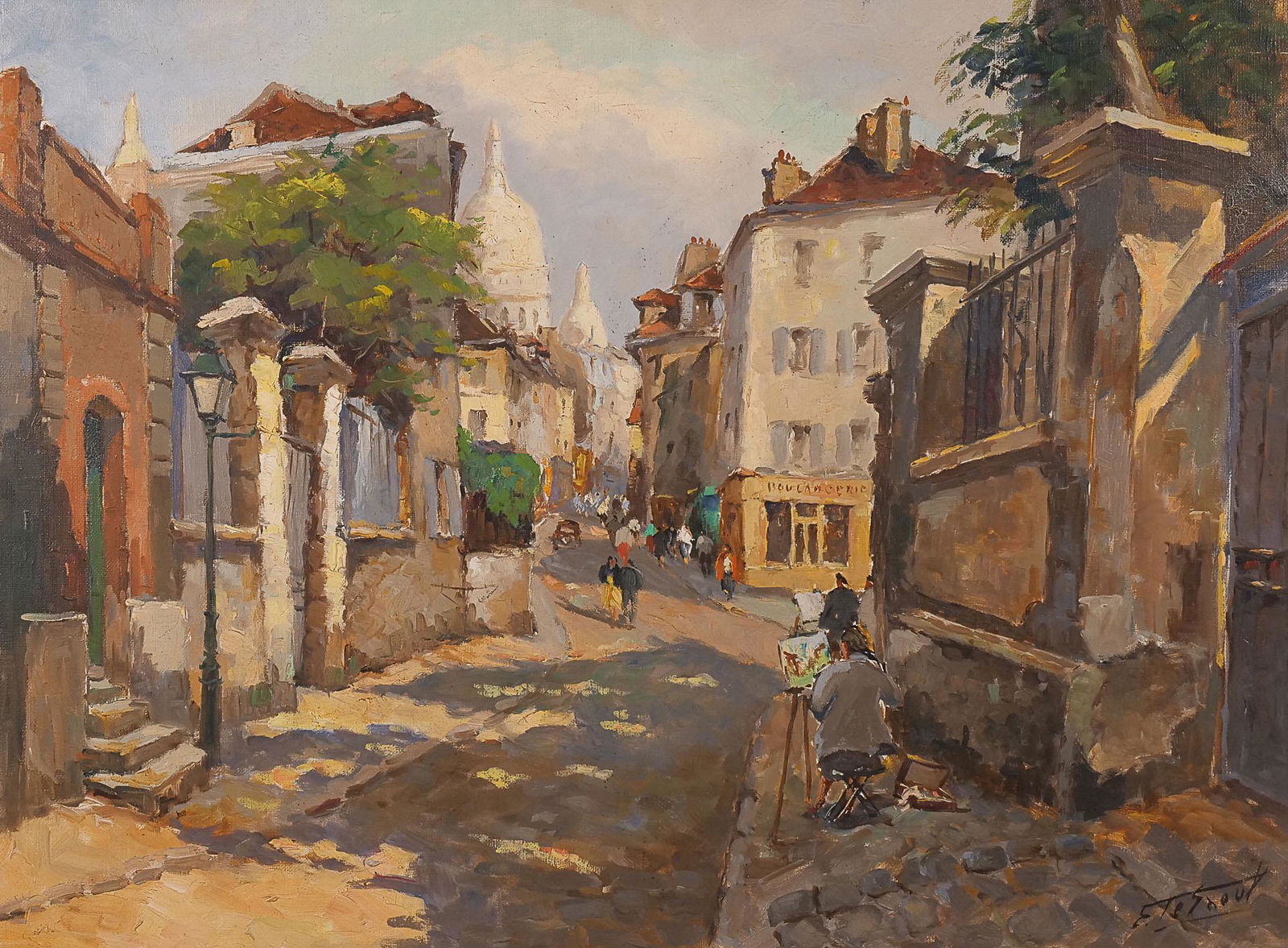 MID-20th C. FRENCH STREET SCENE, INDISTINCTLY SIGNED (1 of 9)