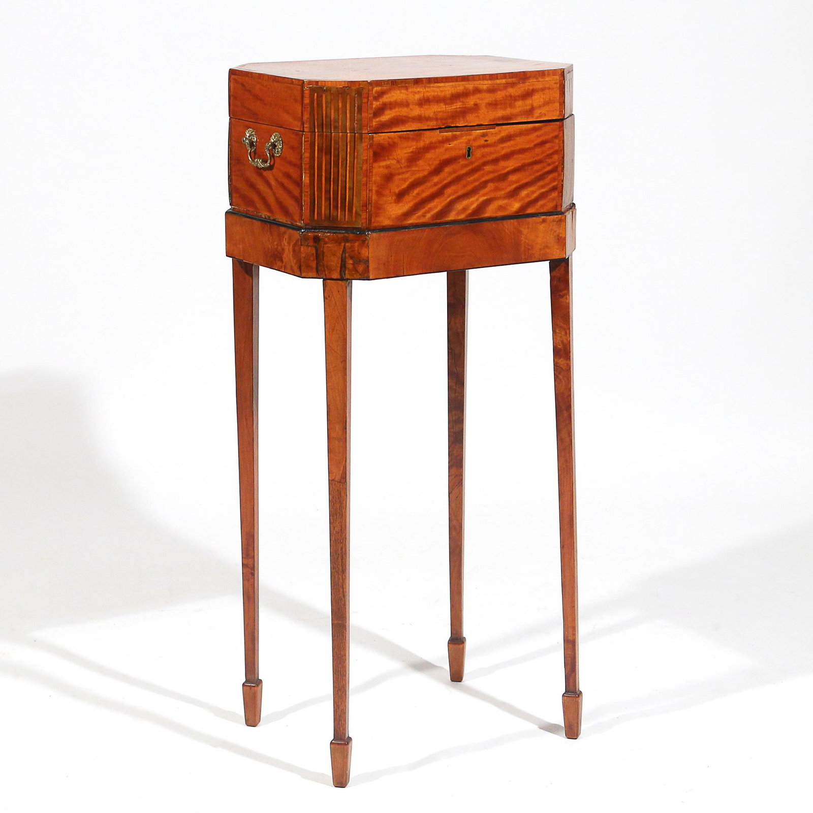 GEORGE III INLAID SATINWOOD SEWING BOX on STAND (1 of 16)