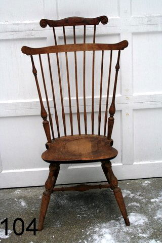 WALLACE NUTTING WINDSOR COMB BACK SIDE CHAIR, W/PAPER: LABEL, SH. 17 3/4", H. 46", W. 25"