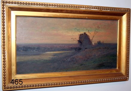 465) EDWARD B. GAY, NA (1837-1928) O/B, MARSH LAND-: SCAPE, 8" X 19", W/ORIG. GIL LINER, SGD. L.R., COND.: ORIGINAL COND., MINOR ABRASIONS, PROV. LATE NAVETTE MARX FORMERLY FROM MT. VERNON, N.Y.