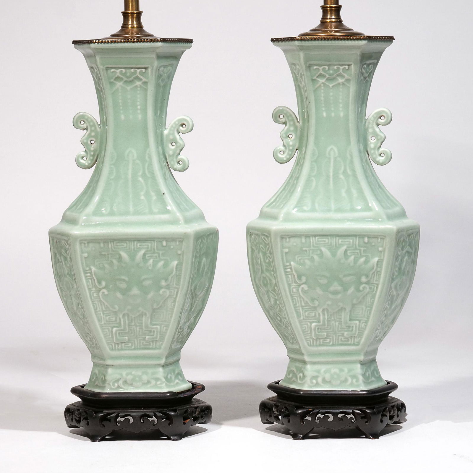 PAIR CHINESE CELADON LAMPS (1 of 15)