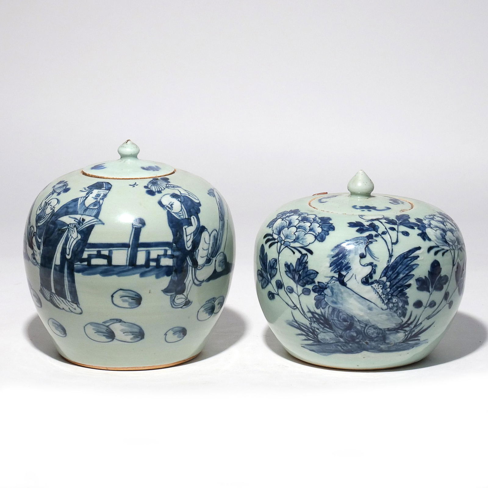 (2pc) CHINESE BLUE & WHITE PORCELAIN GINGER JARS (1 of 11)
