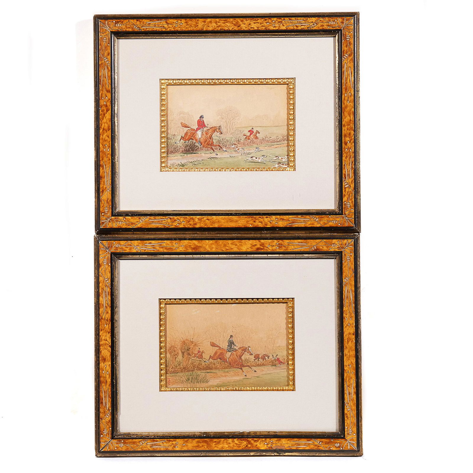 PAIR 19th CENTURY MIXED MEDIA SPORTING PAINTINGS (1 of 9)