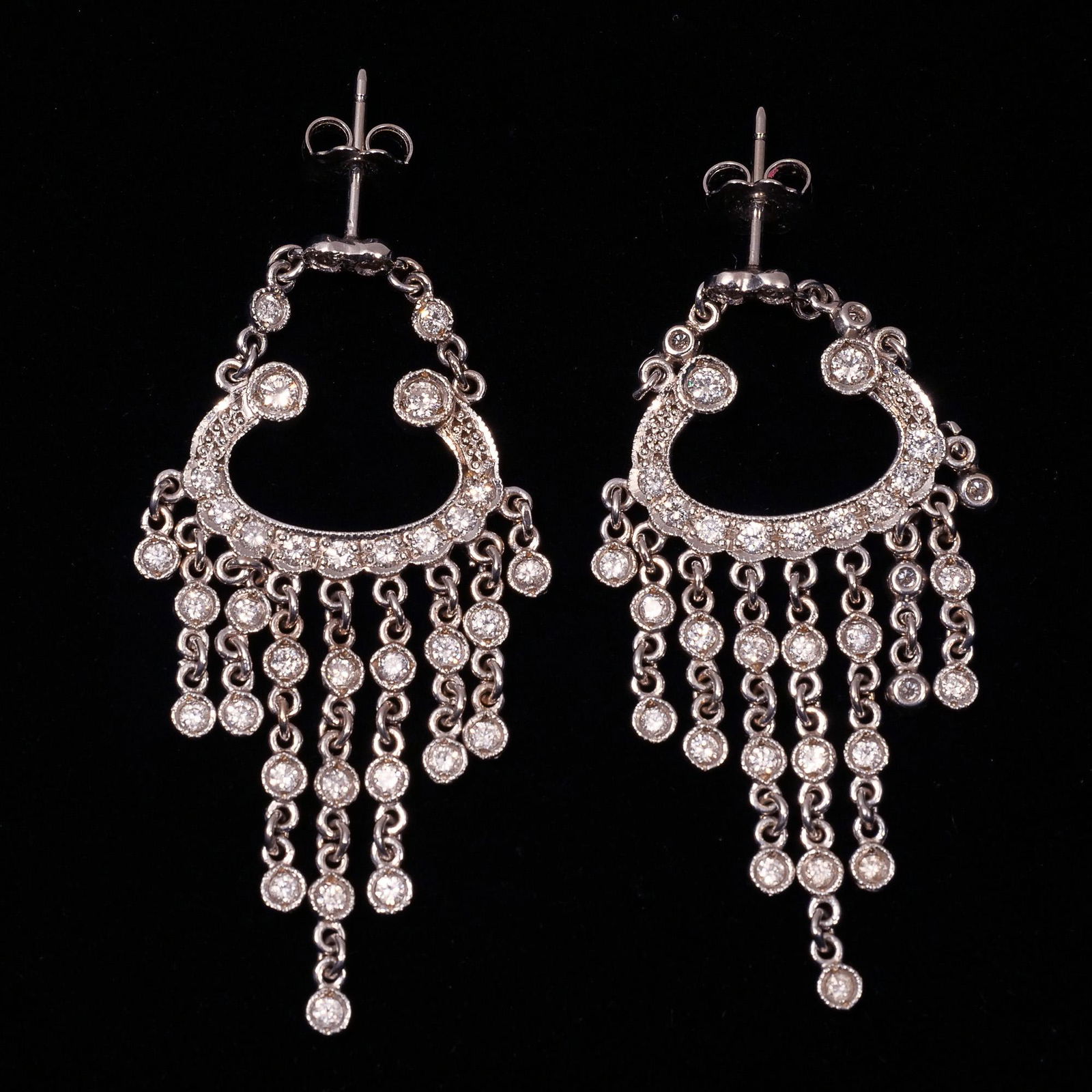 PAIR DIAMOND & 18k WHITE GOLD CHANDELIER EARRINGS (1 of 5)