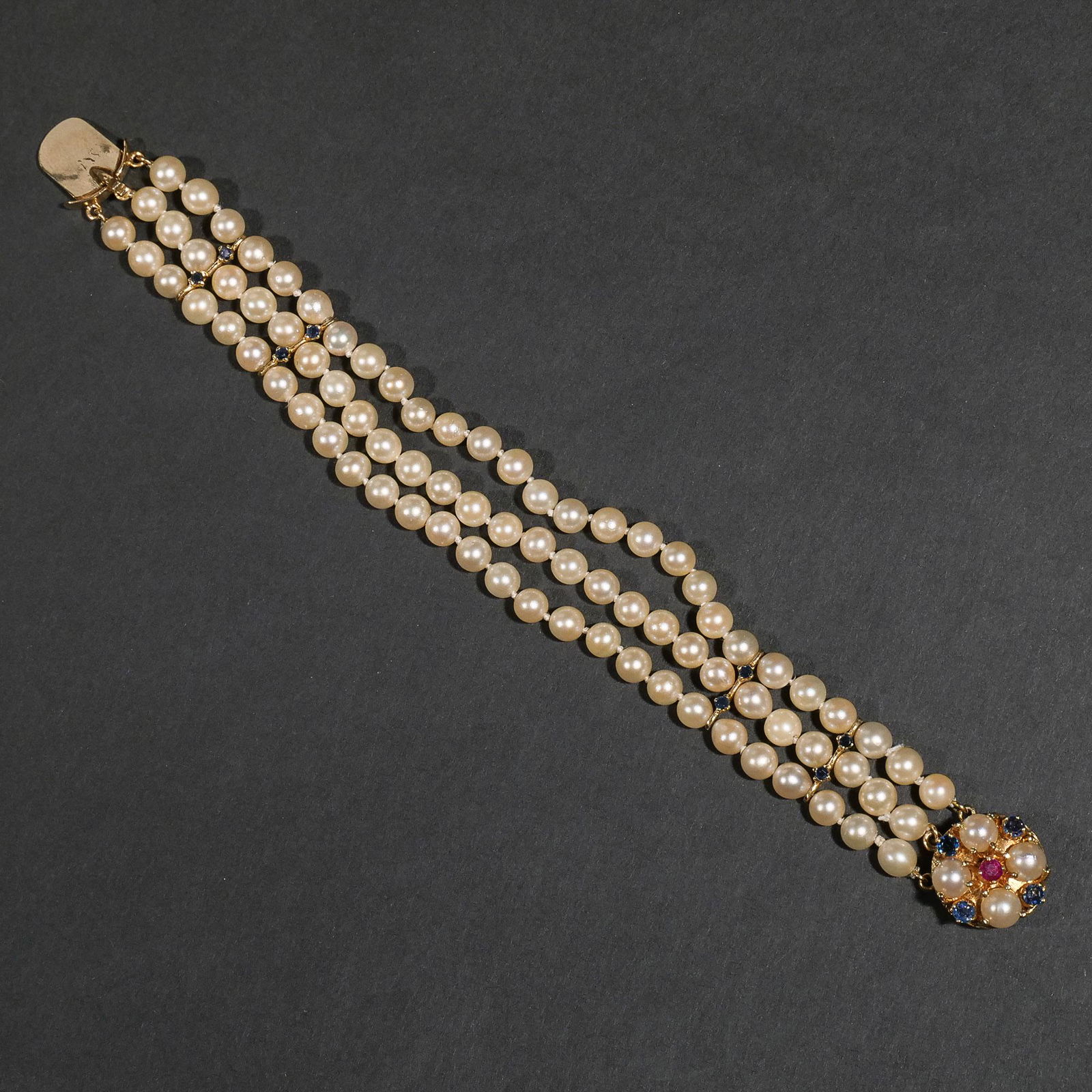 PEARL, SAPPHIRE, & RUBY BRACELET (1 of 7)