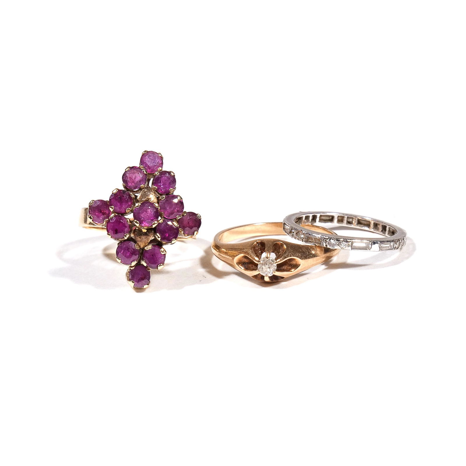 (3pc) DIAMOND, GEMSTONE, & GOLD RINGS (1 of 6)