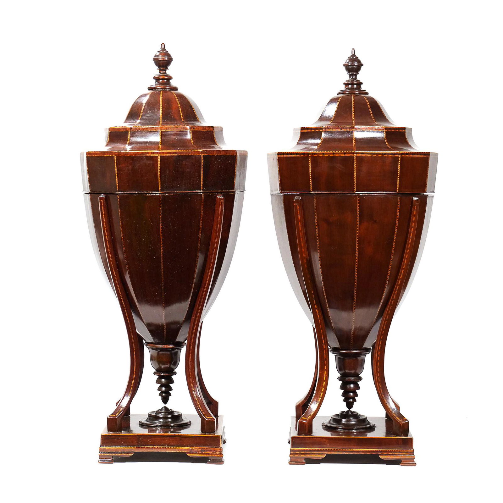 PAIR PERIOD ADAM STYLE URN FORM KNIFE BOXES (1 of 20)