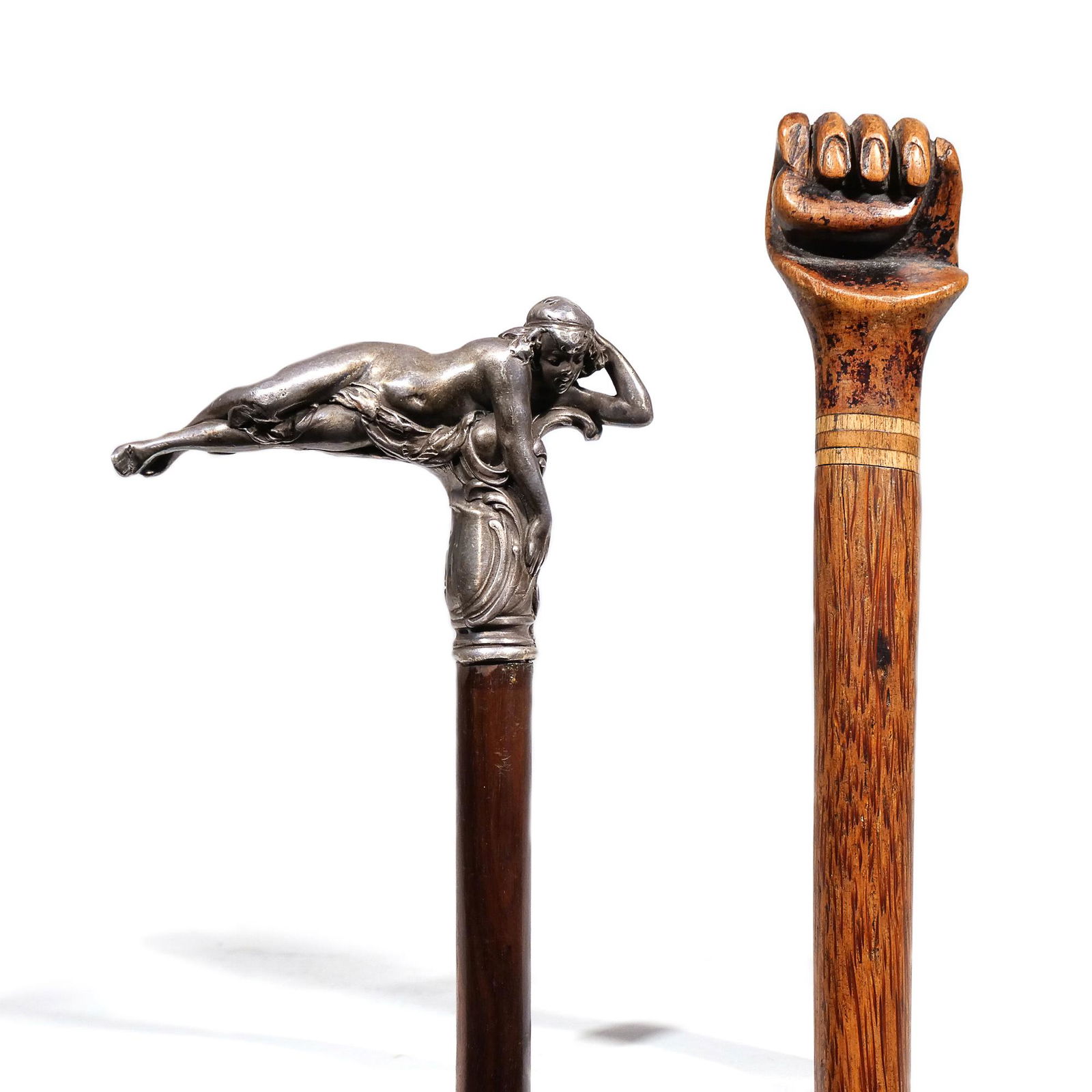 (2pc) FRENCH ART NOUVEAU & FOLK ART WALKING STICKS (1 of 9)